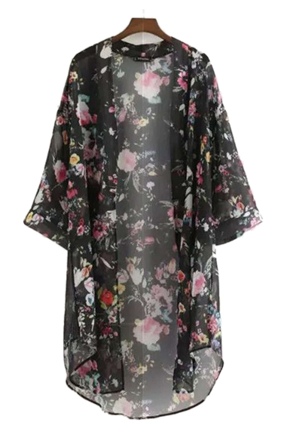 Iyasson Floral Printed Beach Wear Bikini Kimono Dress