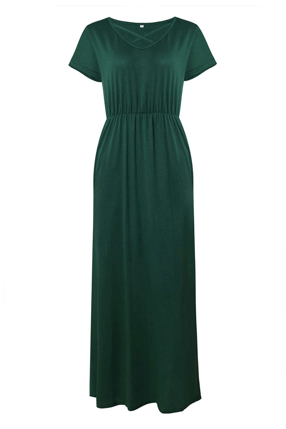 Iyasson V Neck Short Sleeve Maxi Dress