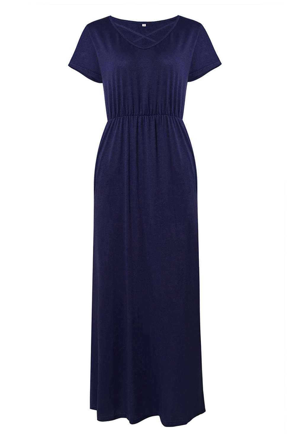 Iyasson V Neck Short Sleeve Maxi Dress