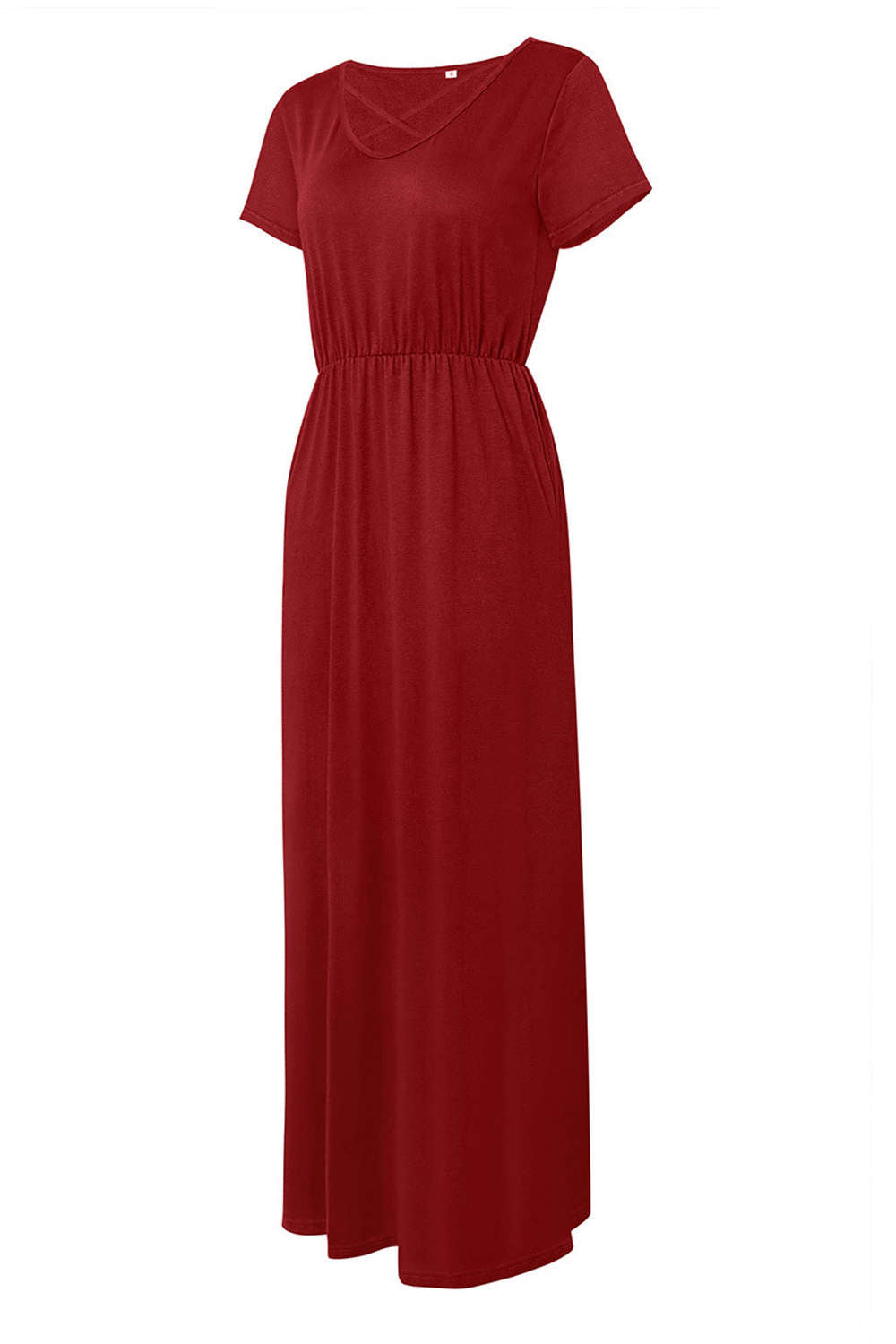Iyasson V Neck Short Sleeve Maxi Dress