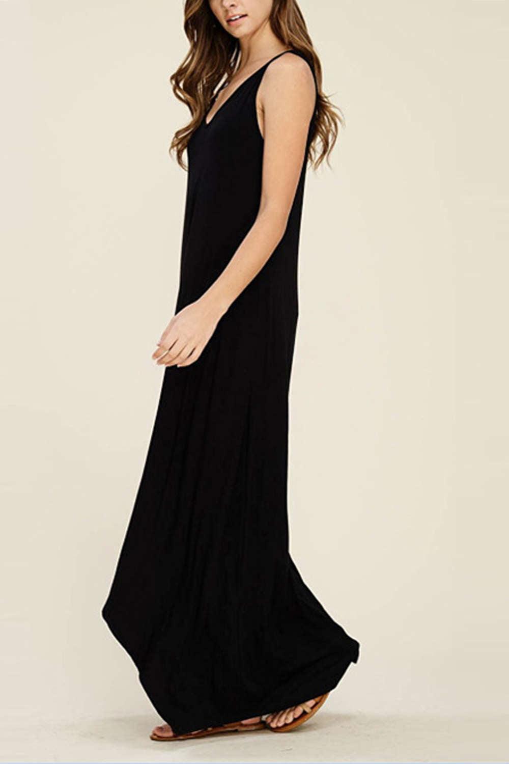 Iyasson Sleeveless V Neck Beach Dress
