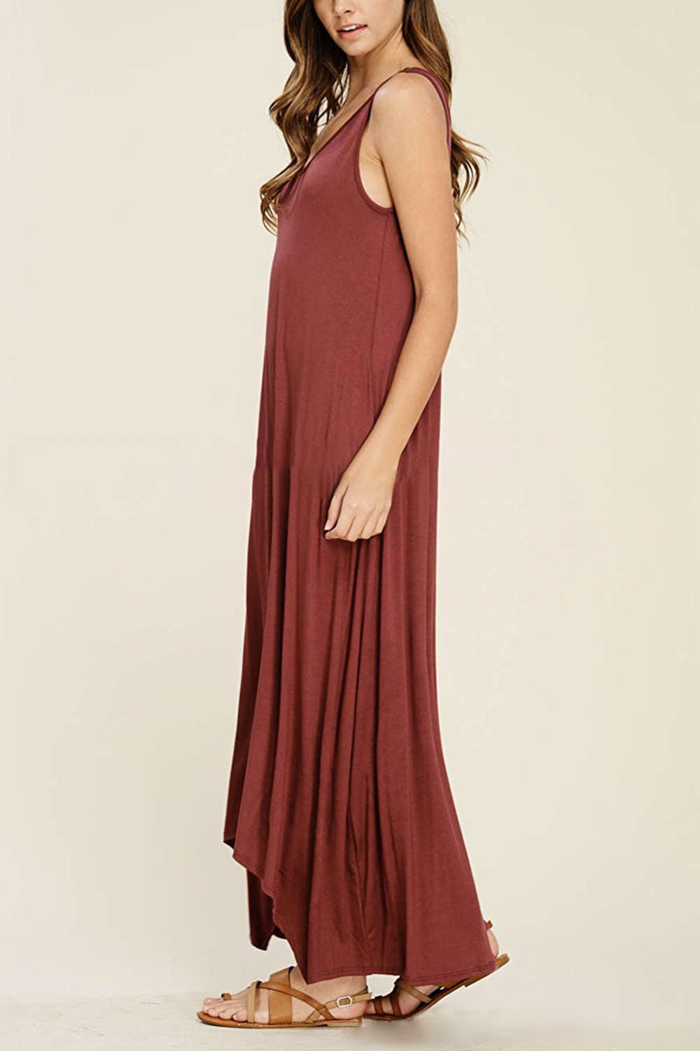 Iyasson Sleeveless V Neck Beach Dress