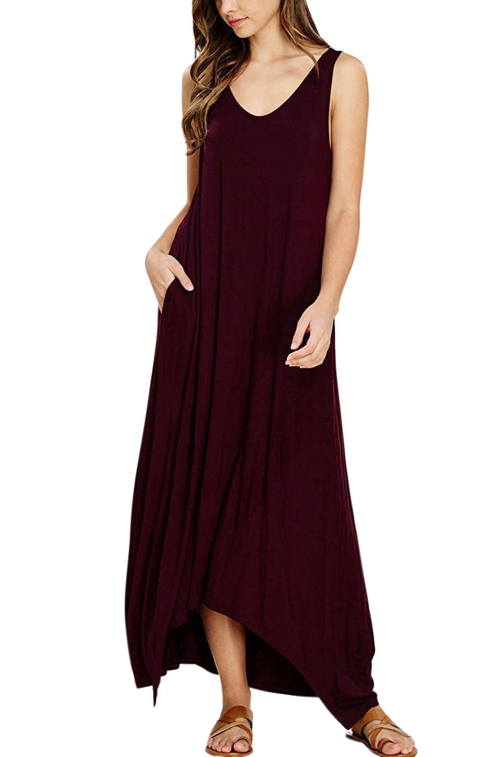 Iyasson Sleeveless V Neck Beach Dress