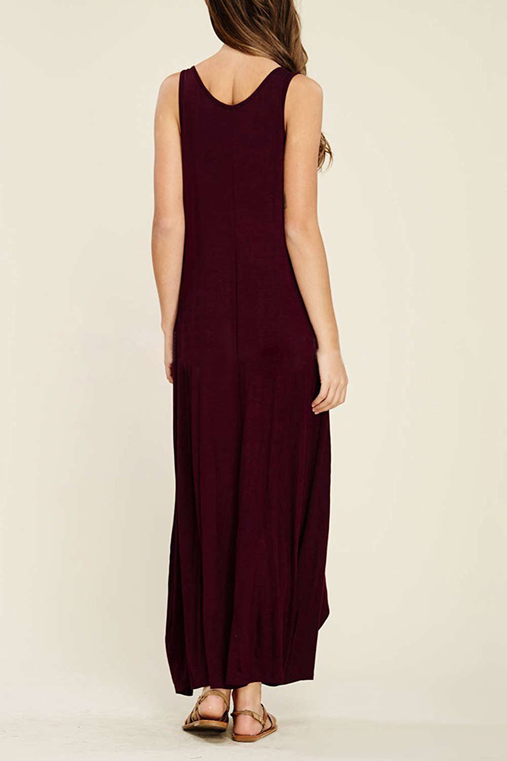 Iyasson Sleeveless V Neck Beach Dress