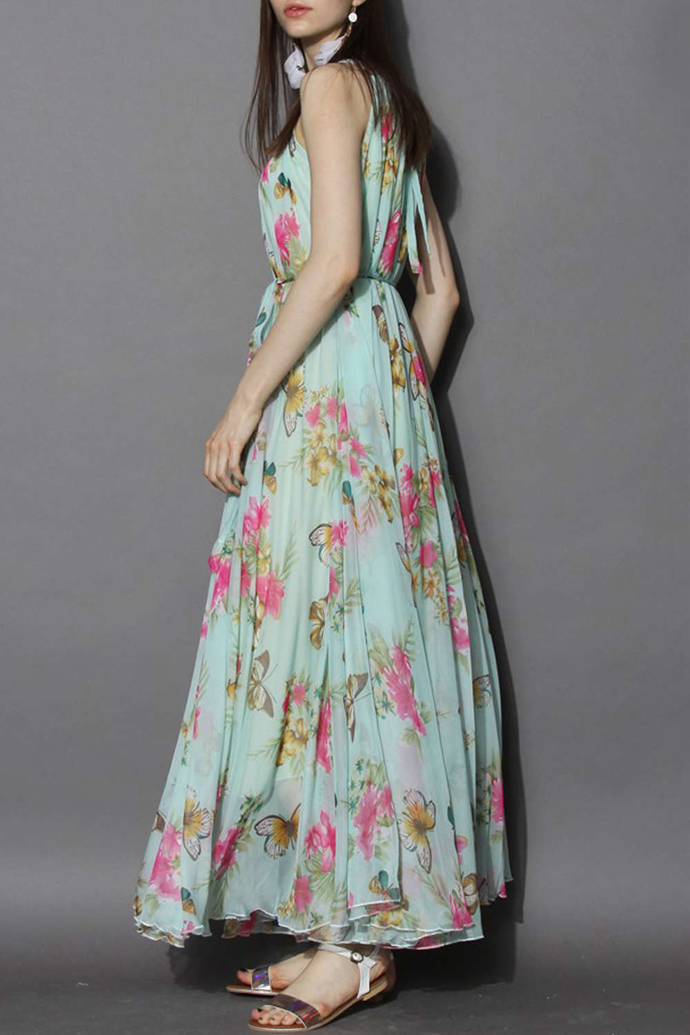 Iyasson Halter Neck Floral Printing Dress