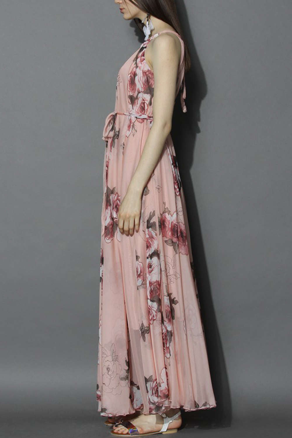 Iyasson Halter Neck Floral Printing Dress