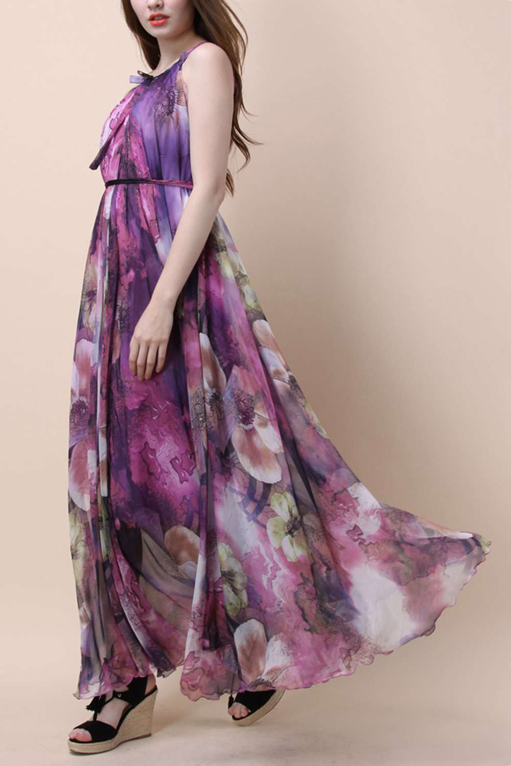 Iyasson Halter Neck Floral Printing Dress