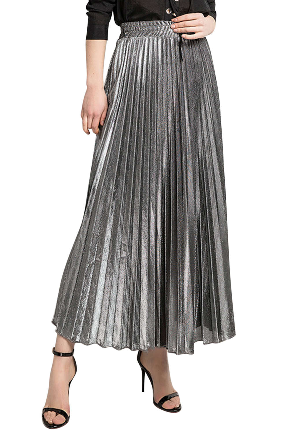 Iyasson sparkling High Waist Pleated skirt