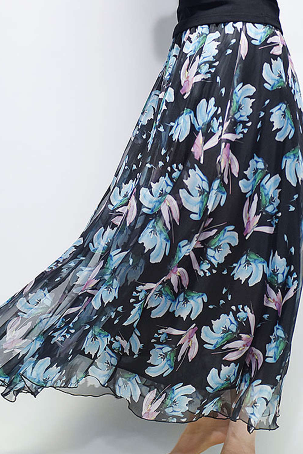  Iyasson Floral Printing Boho Style Maxi Skirt