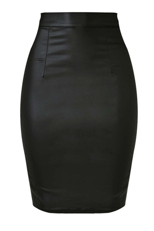 Iyasson PU Split Sexy Pencil Skirt