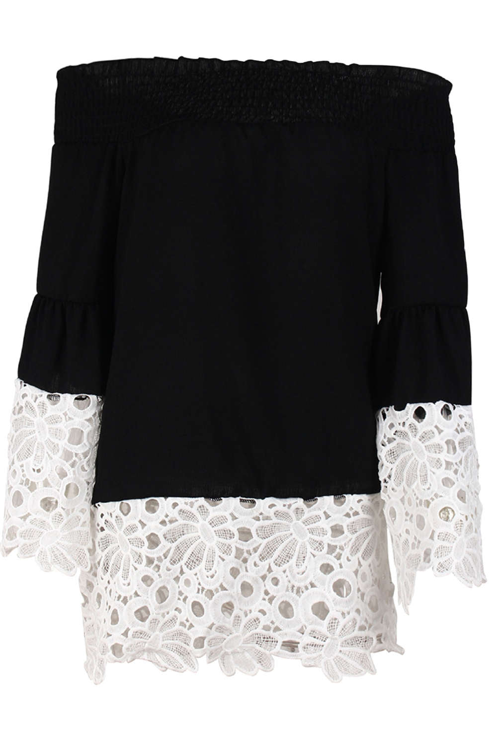 Iyasson Chiffon Off Shoulder Lace Top