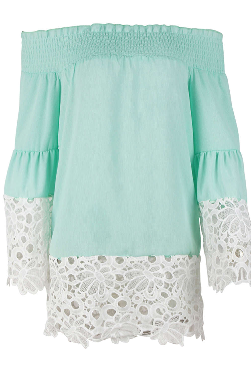 Iyasson Chiffon Off Shoulder Lace Top