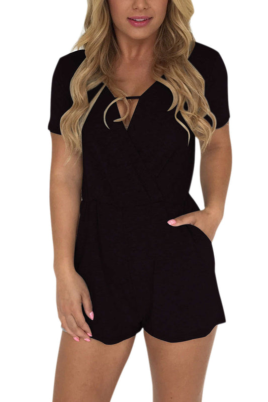 Iyasson Cross V Neck Sexy Slim Fit Romper