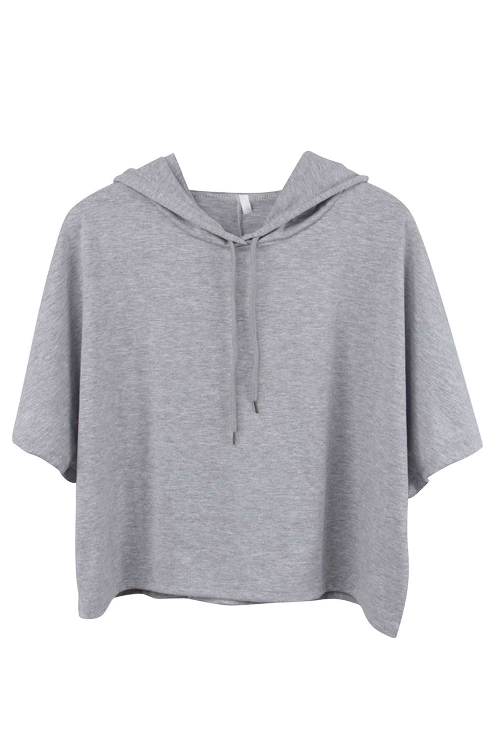  Iyasson Short Sleeves Solid Casual Drawstring Hoodie 