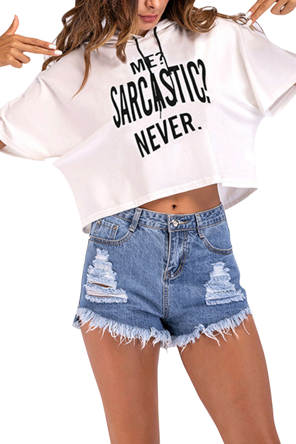  Iyasson Short Sleeves Solid Casual Drawstring Hoodie 