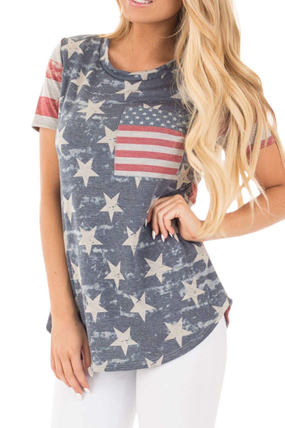 Iyasson American Flag Digital Printing T-shirt