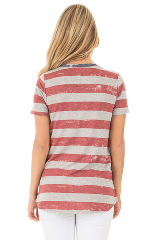 Iyasson American Flag Digital Printing T-shirt