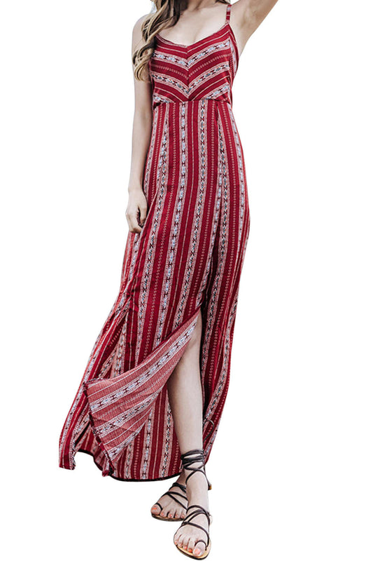 Iyasson Bohemian Stripe Beach Maxi Dress