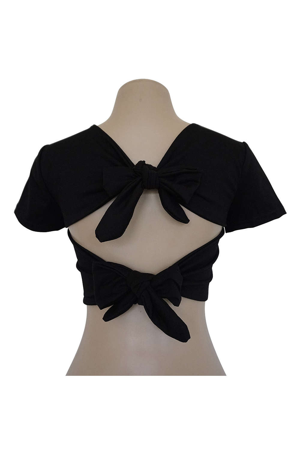 Iyasson Short Sleeve Tie Back Crop Top