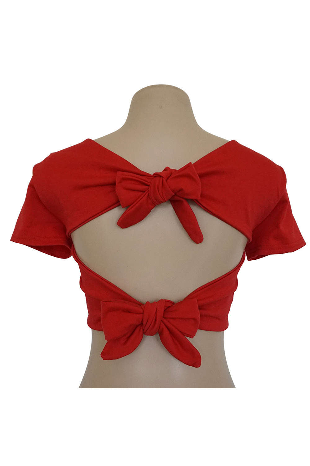 Iyasson Short Sleeve Tie Back Crop Top