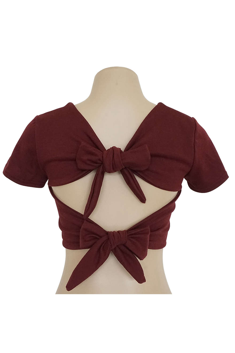 Iyasson Short Sleeve Tie Back Crop Top