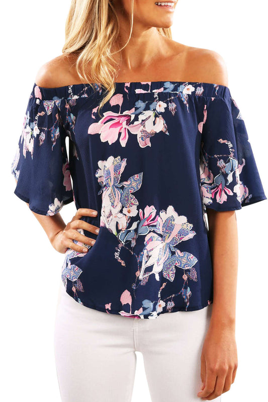 Iyasson Women Off Shoulder Floral Blouse