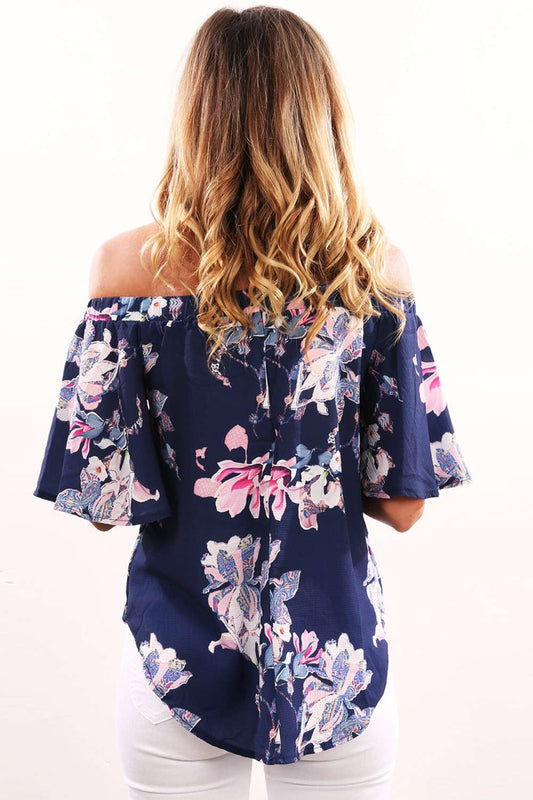 Iyasson Women Off Shoulder Floral Blouse