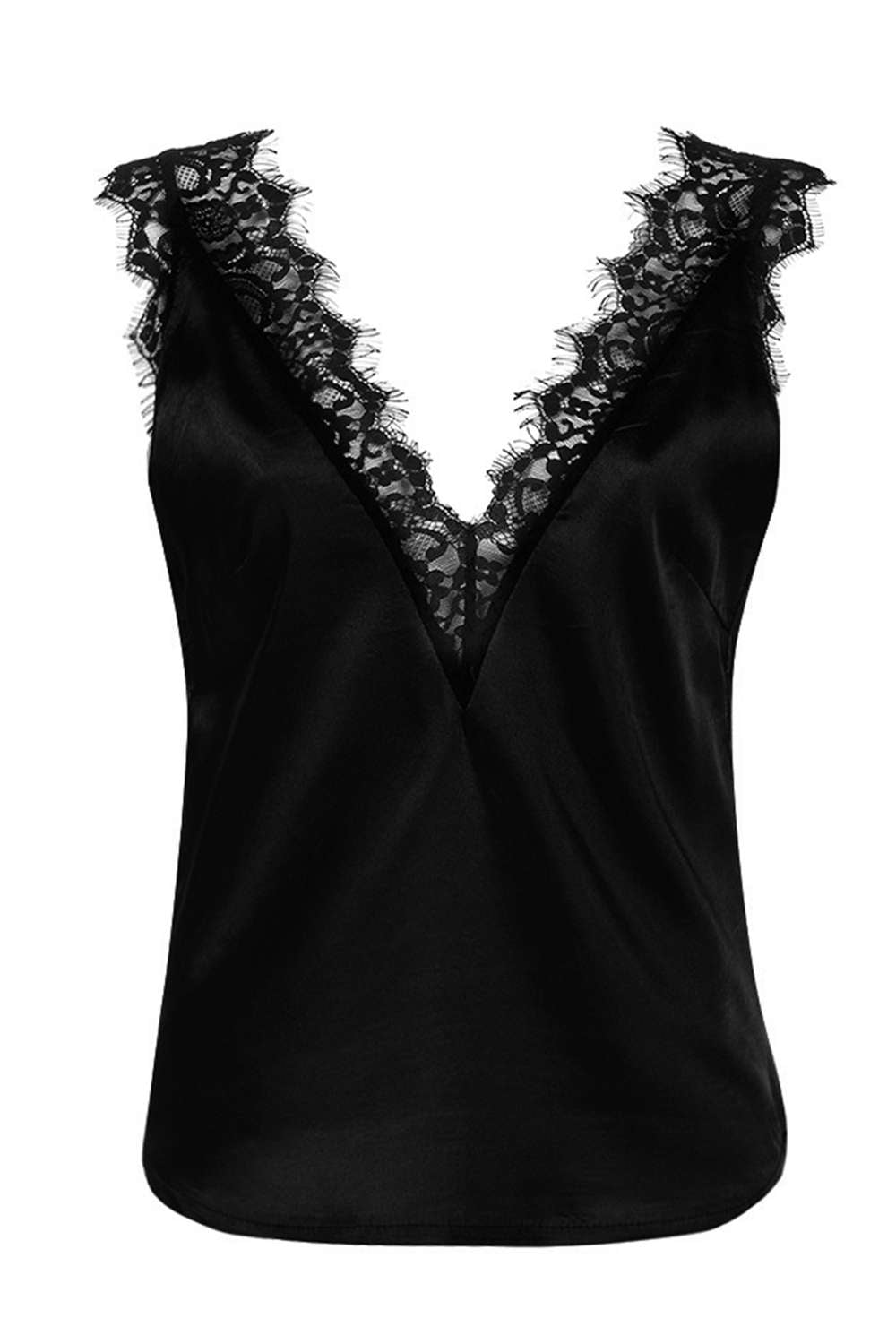 Iyasson Women's Sleeveless Lace Satin Camisole Top