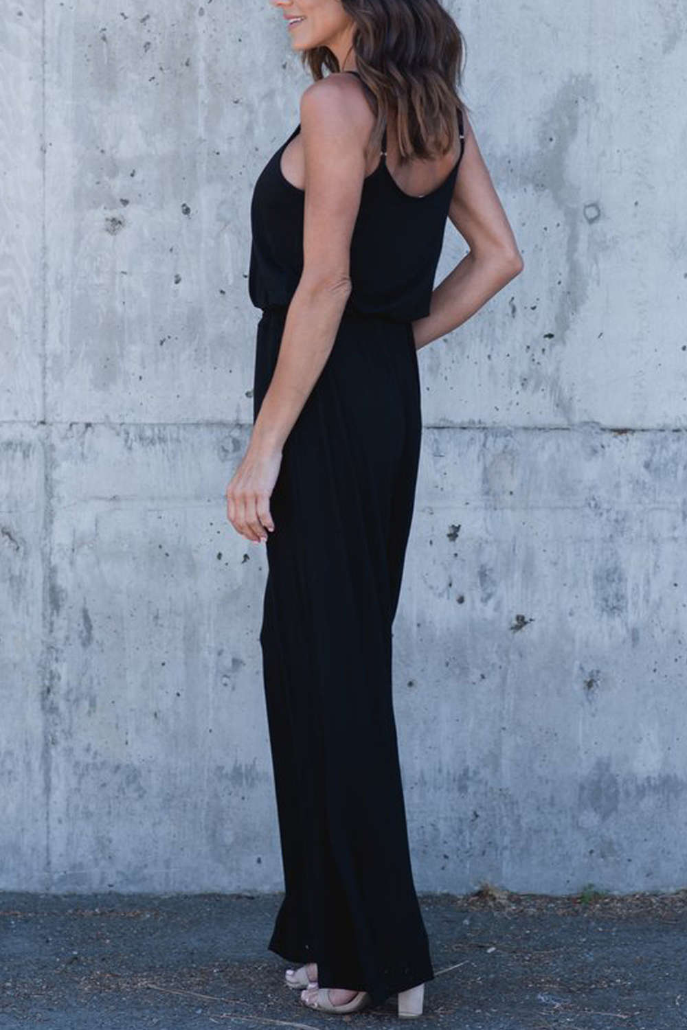 Iyasson Women Spaghetti Strap Stretchy Wide Leg Jumpsuit