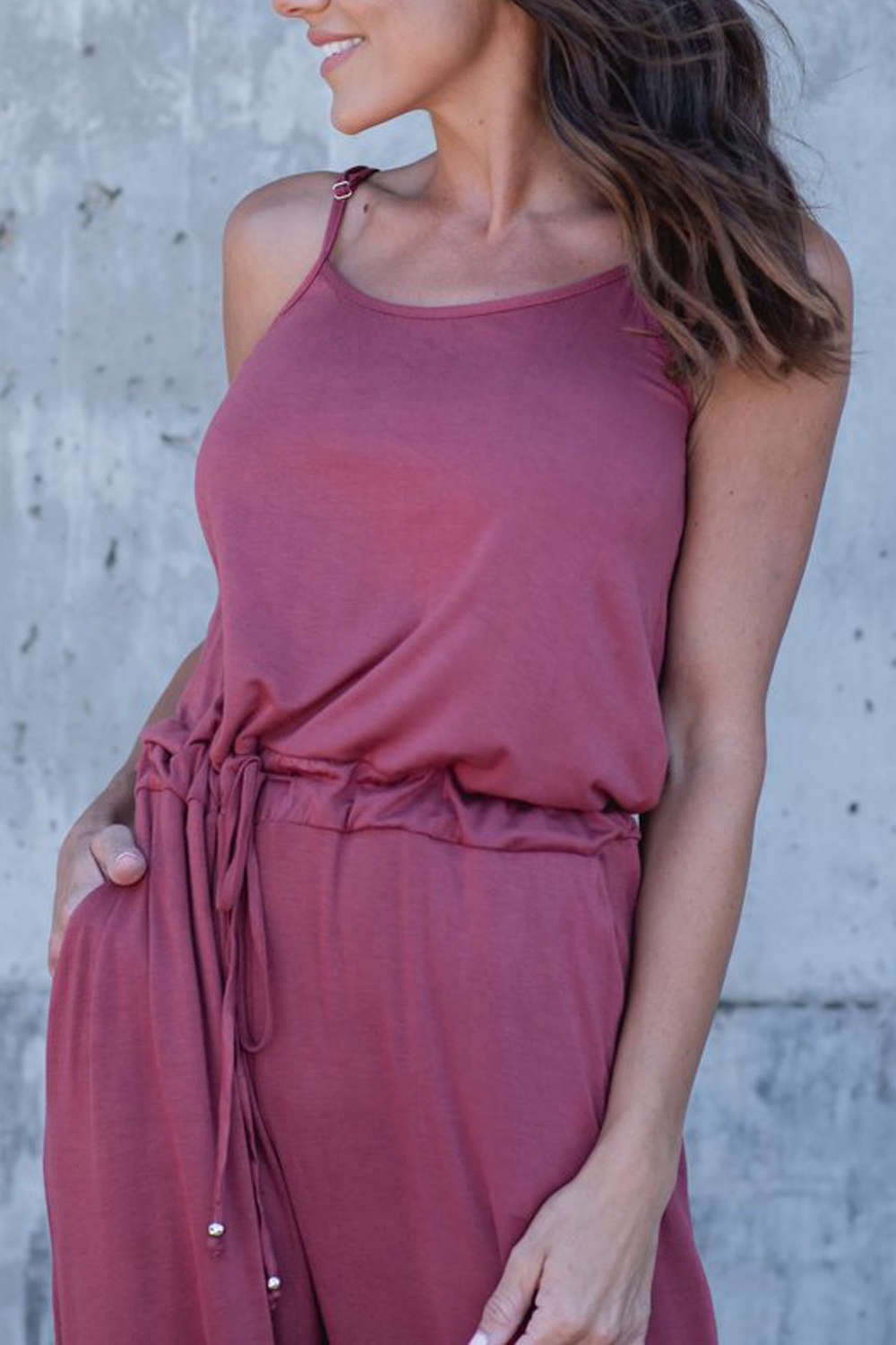 Iyasson Women Spaghetti Strap Stretchy Wide Leg Jumpsuit