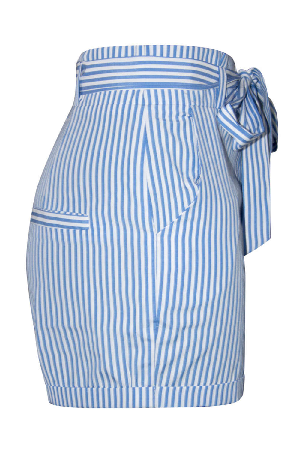 Iyasson Women's High Waist Stripe Casual Bow Shorts
