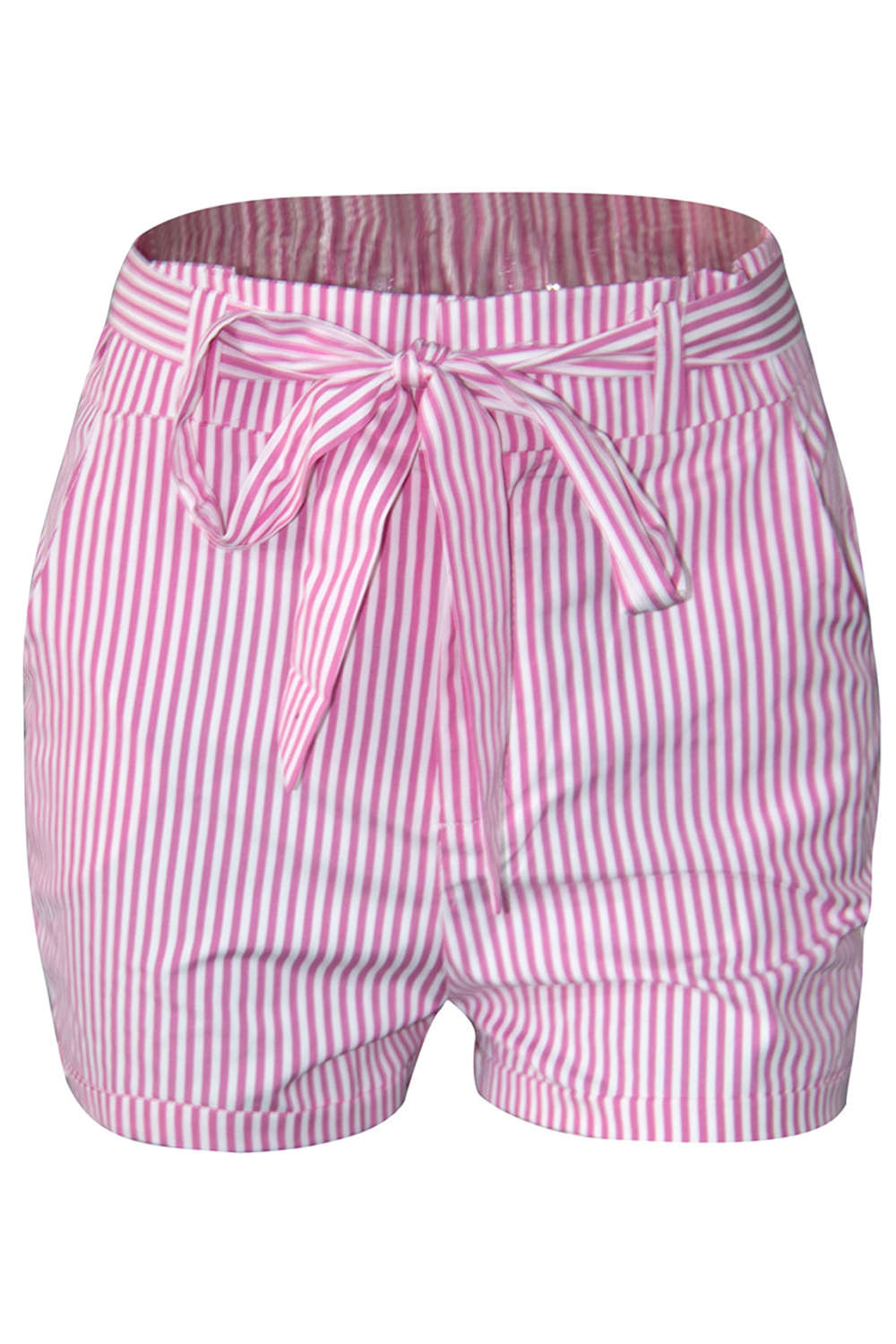 Iyasson Women's High Waist Stripe Casual Bow Shorts