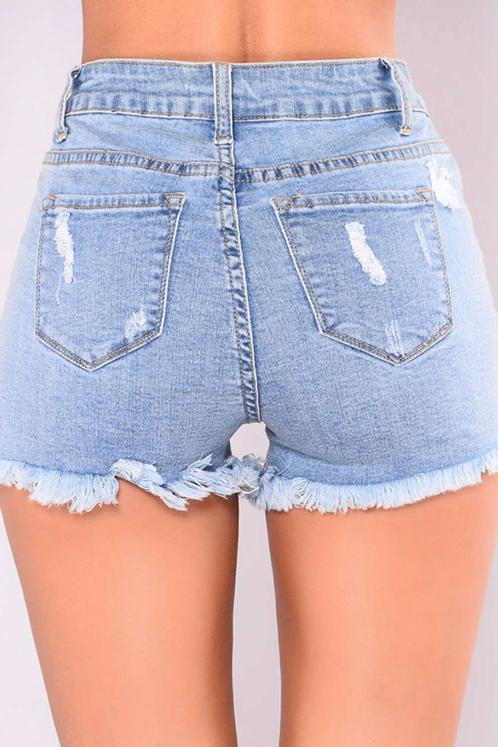 Iyasson Womens High Waist Microstretch Denim Shorts