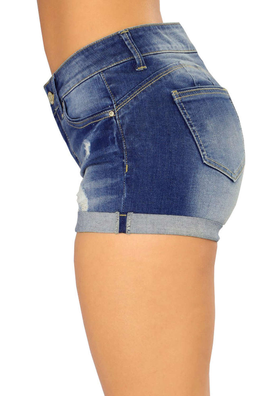 Iyasson Low Waisted Ripped Denim Shorts