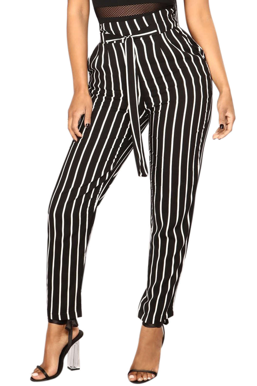 Iyasson Women's Striped High Waisted Pants