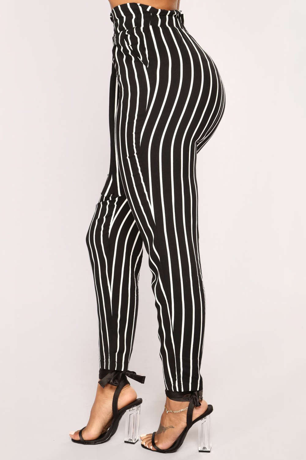 Iyasson Women's Striped High Waisted Pants