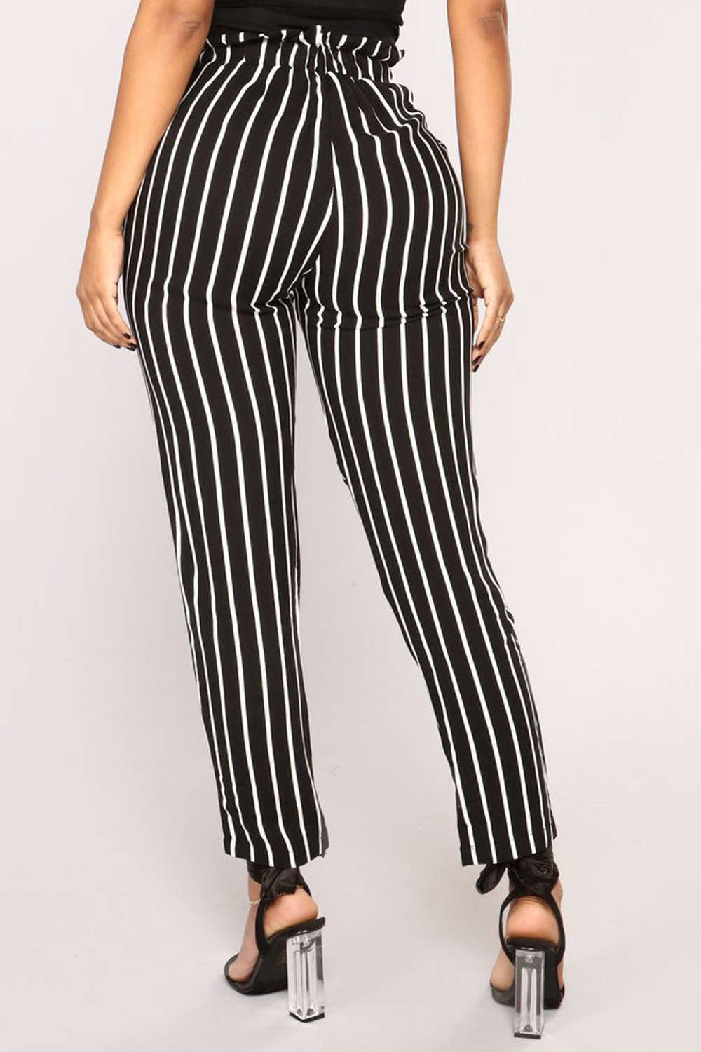 Iyasson Women's Striped High Waisted Pants