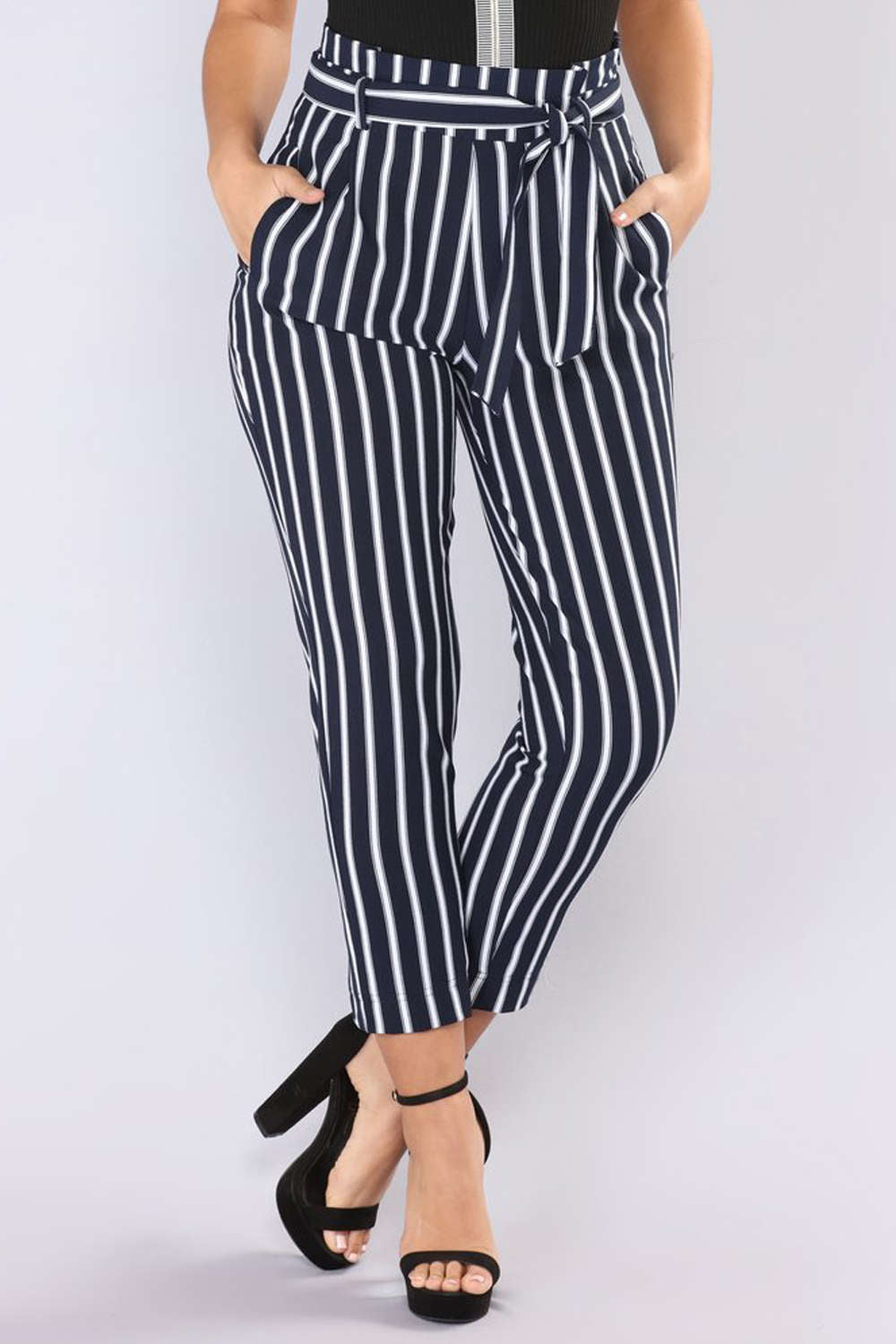 Iyasson Women's Striped High Waisted Pants