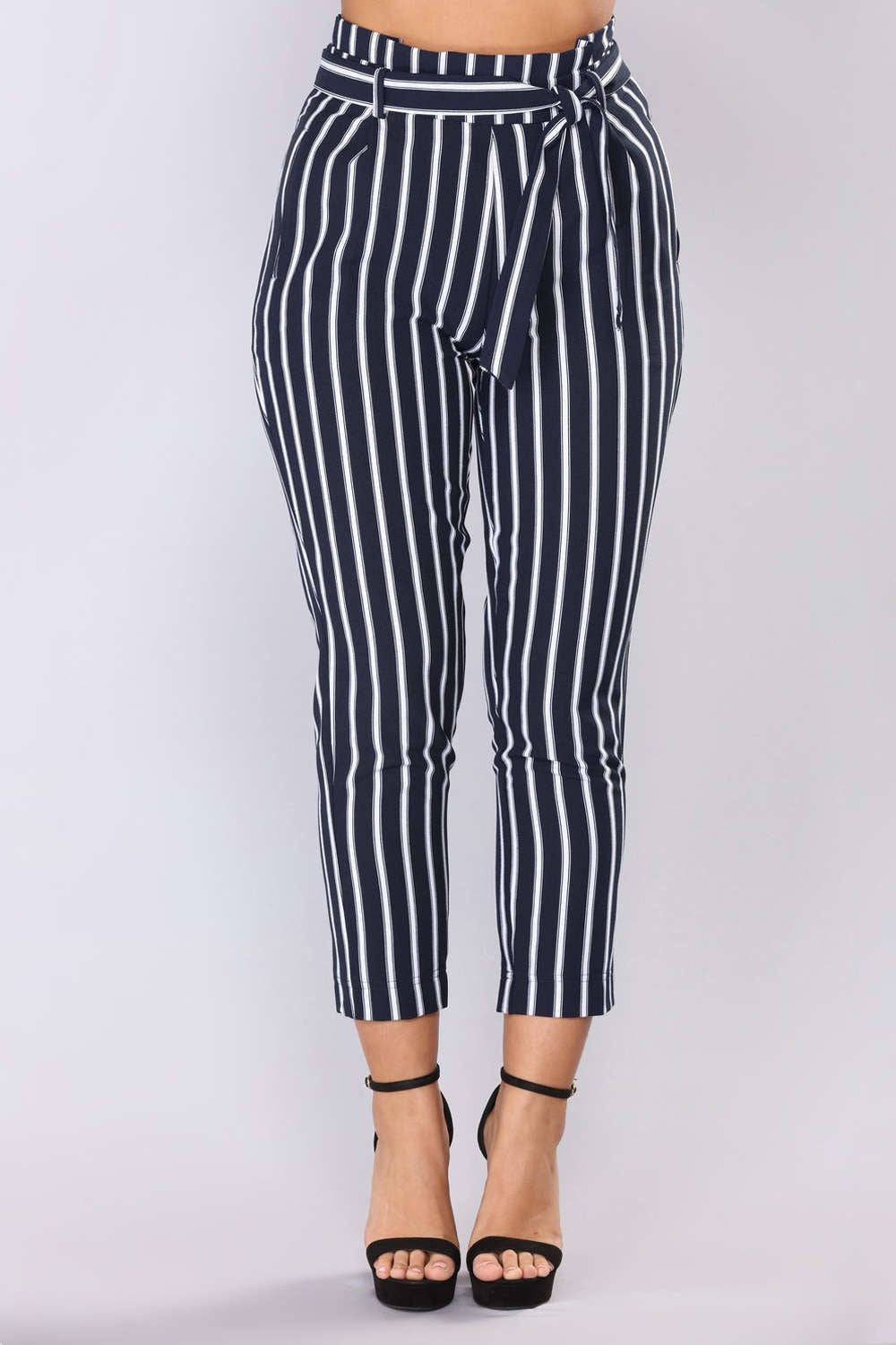 Iyasson Women's Striped High Waisted Pants