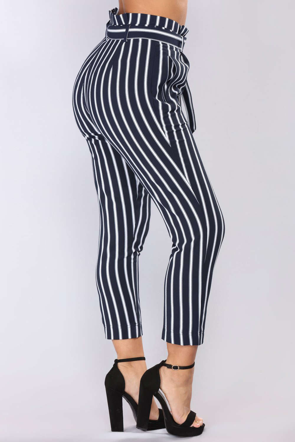 Iyasson Women's Striped High Waisted Pants