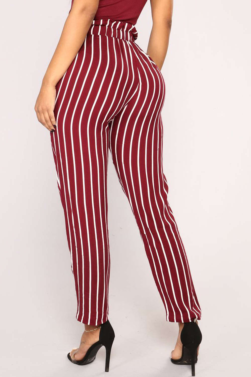 Iyasson Women's Striped High Waisted Pants