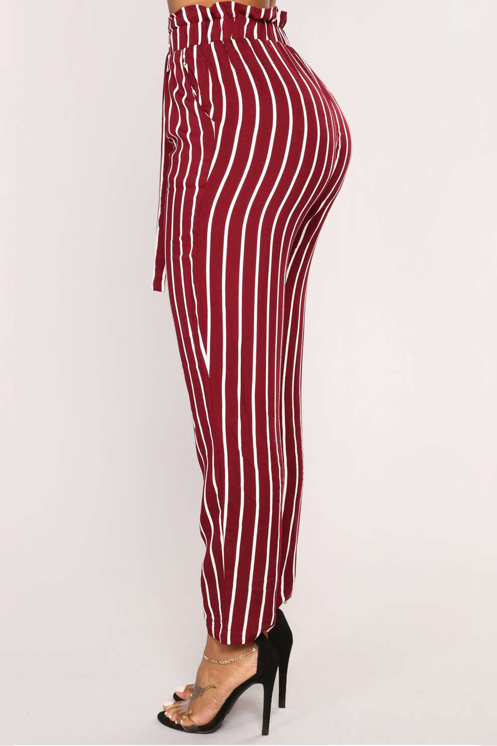 Iyasson Women's Striped High Waisted Pants