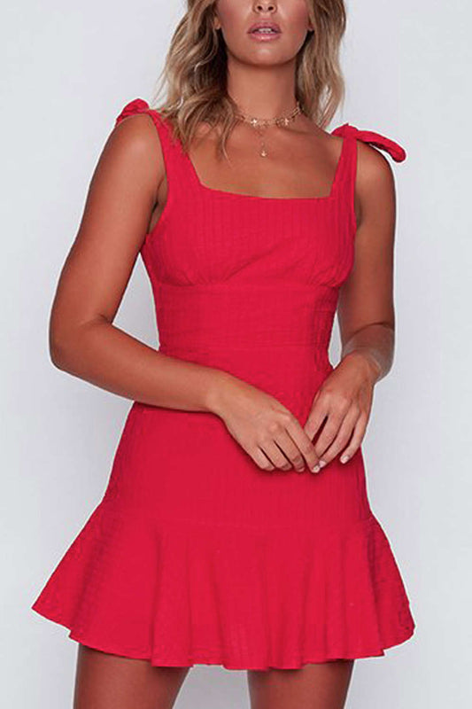 Iyasson Women's Falbala Hem Mini Dress