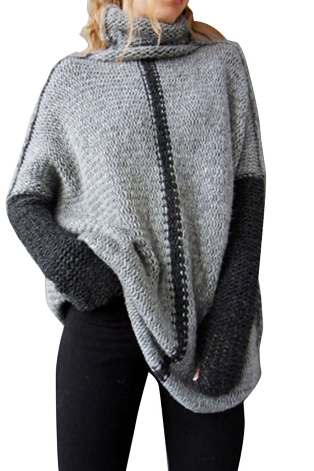 Iyasson High Collar Loose Knit Sweater