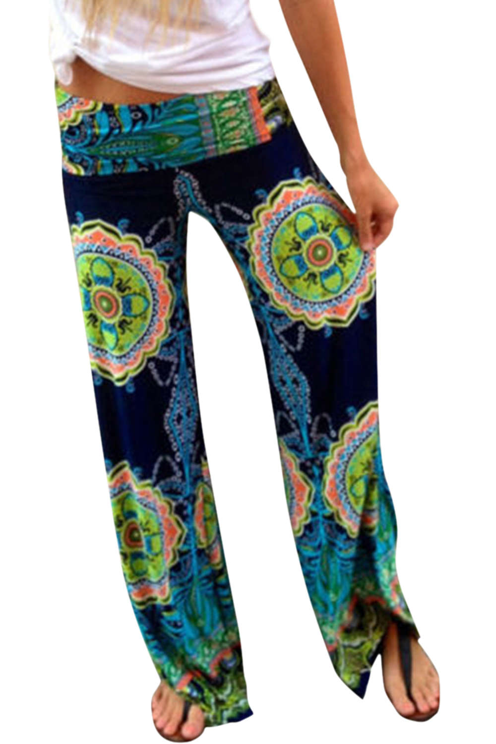 Iyasson Women Harem Aladdin Causal Wide Leg Gypsy Yoga Long Pants Palazzo Trousers Baggy