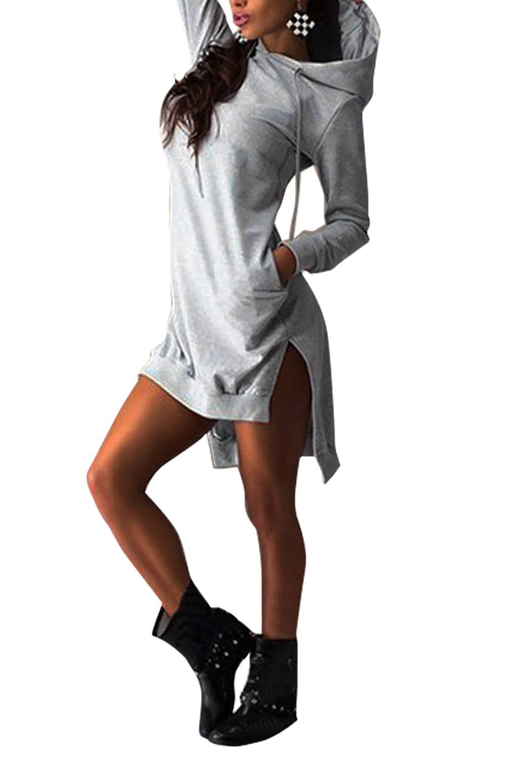 Iyasson 2018 Women's Long Sleeve Pullover Hoodie Dress