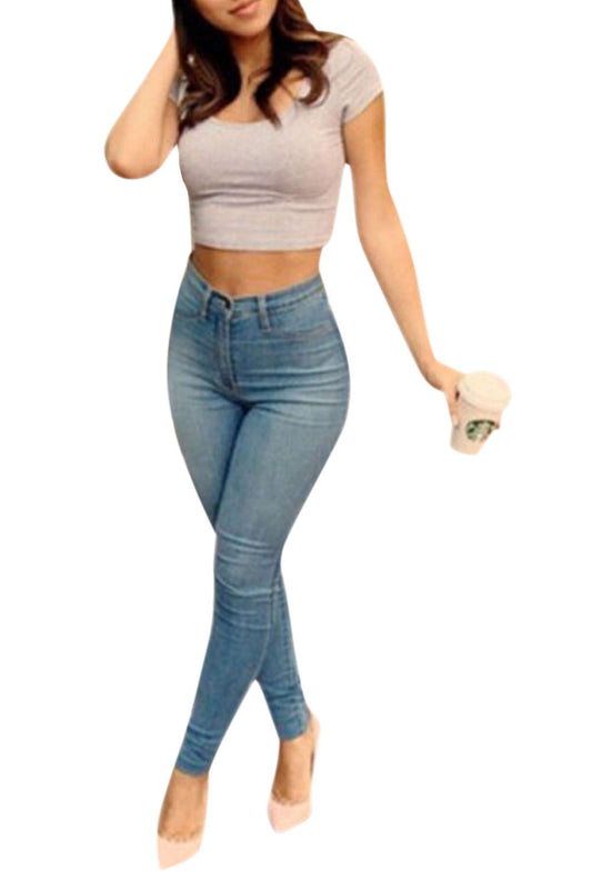 Iyasson New Sexy Women Denim Skinny Pants High Waist Stretch Jeans Slim Pencil Trousers