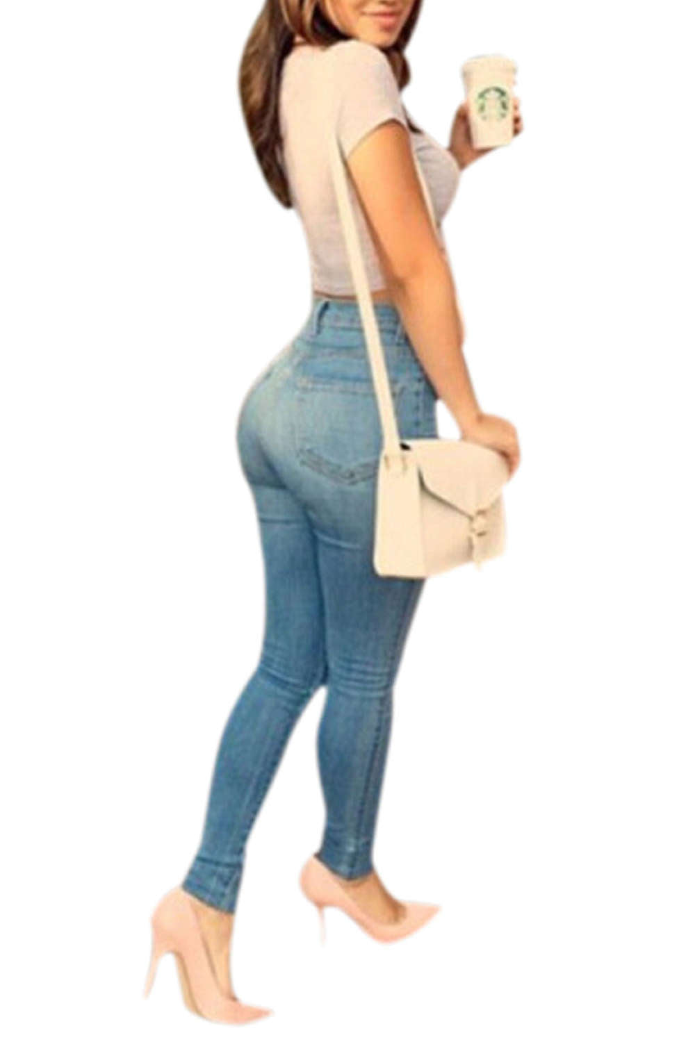 Iyasson New Sexy Women Denim Skinny Pants High Waist Stretch Jeans Slim Pencil Trousers