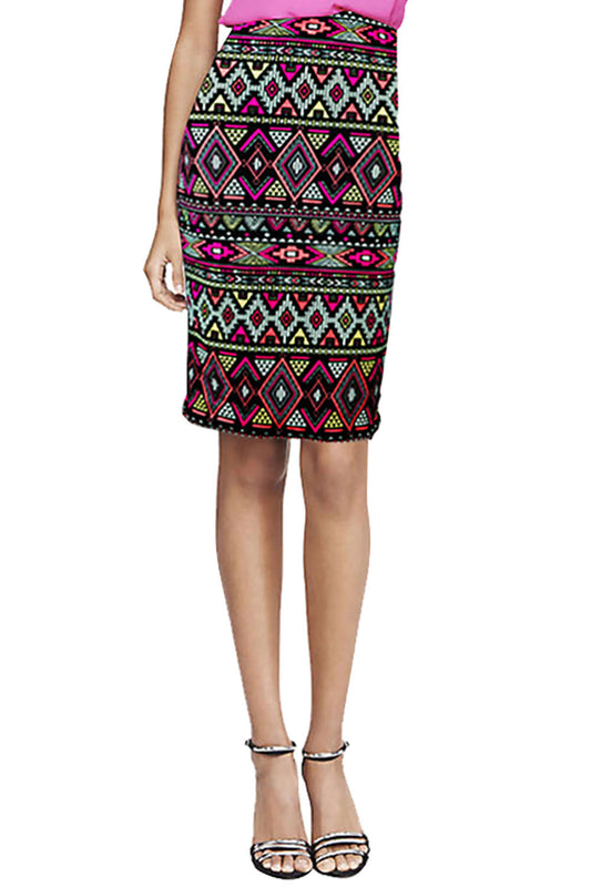 Iyasson Woman Printed Midi-length Skirt High Waist Pencil Bodycon Skirt