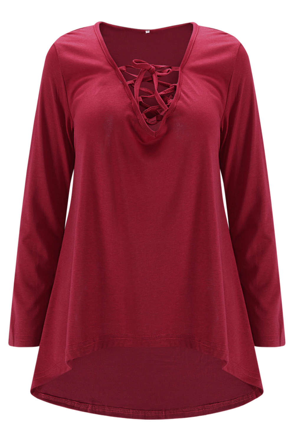 Iyasson Sexy Hollow Irregular V Neck Blouse